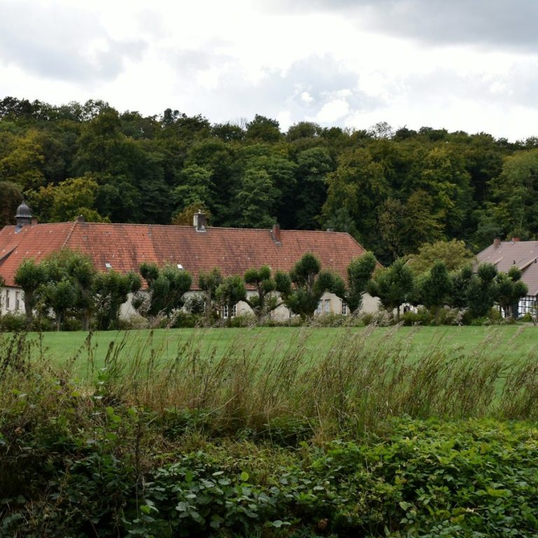 Immobilienmakler Trautskirchen: Hofanlage mit rotem Dach am Waldrand